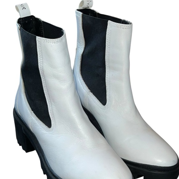 Enjoiya Dana White Leather Chunky Combat Style Boots Sz 40 9.5 - Picture 2 of 8